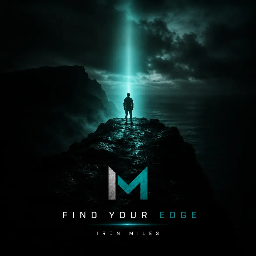Find your edge — figure on a cliff over the sea